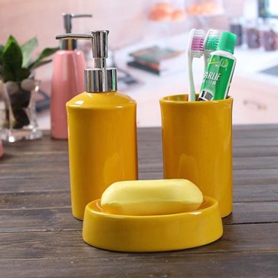 3 pcs ceramic bathroom set soap dish dispenser tumbler