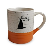 Coffee Mug Ceramic Witch Hat Design Mug White and Orange Stoneware Halloween Mug