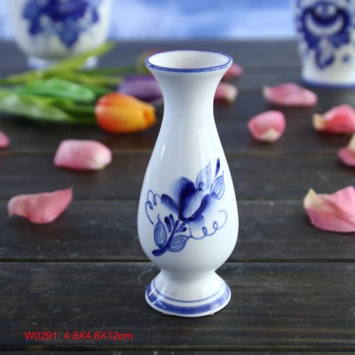 New Modern Chinese ceramic porcelain decoration bisque floral blue vase flower home goods decorative vase