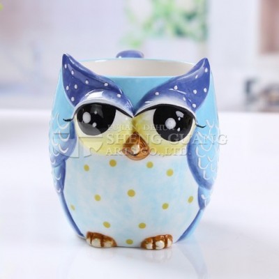 Ceramic water cup with owl designed;Unique designed wather cup