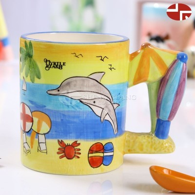 New Ceramic Dolphin cup & coral mug sea world mug underwater world cup