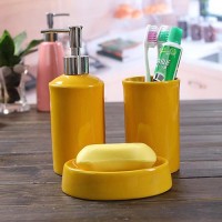 3 pcs ceramic bathroom set soap dish dispenser tumbler