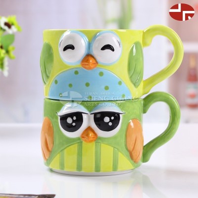 Ceramic owl design with painting dolomite tea cup set teapot and cup