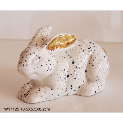 Hot sale Colorful Ceramic Rabbit With Flower Full Decal