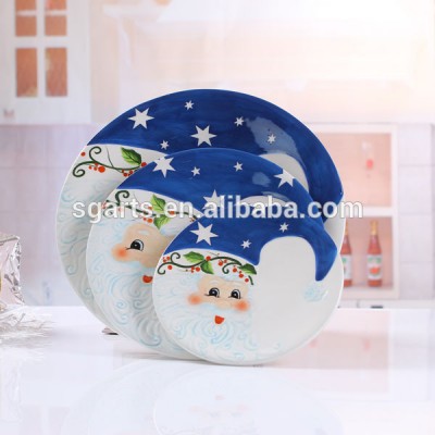 Wholesale cartoon pattern ceramic plate dolomite painting christmas design plate dish