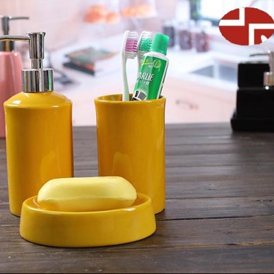 3 pcs ceramic bathroom set soap dish dispenser tumbler