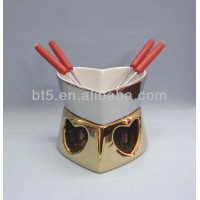 ceramic plating chocolate fondue set with fork