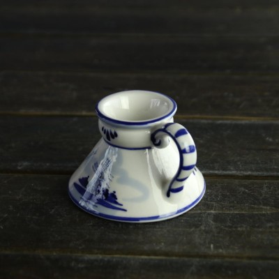 Delft Blue Candle Holder Blue Hand Painted Single Handle