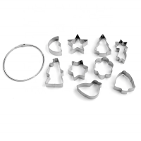 Stainless steel flowers star moon bells ring wholesale 9pcs christmas biscuit mold set